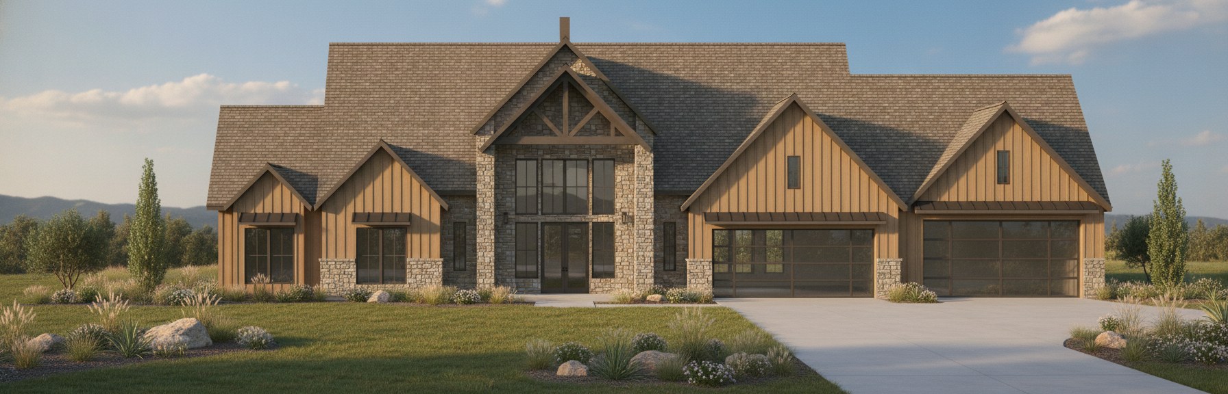 Front exterior rendering — alternate angle