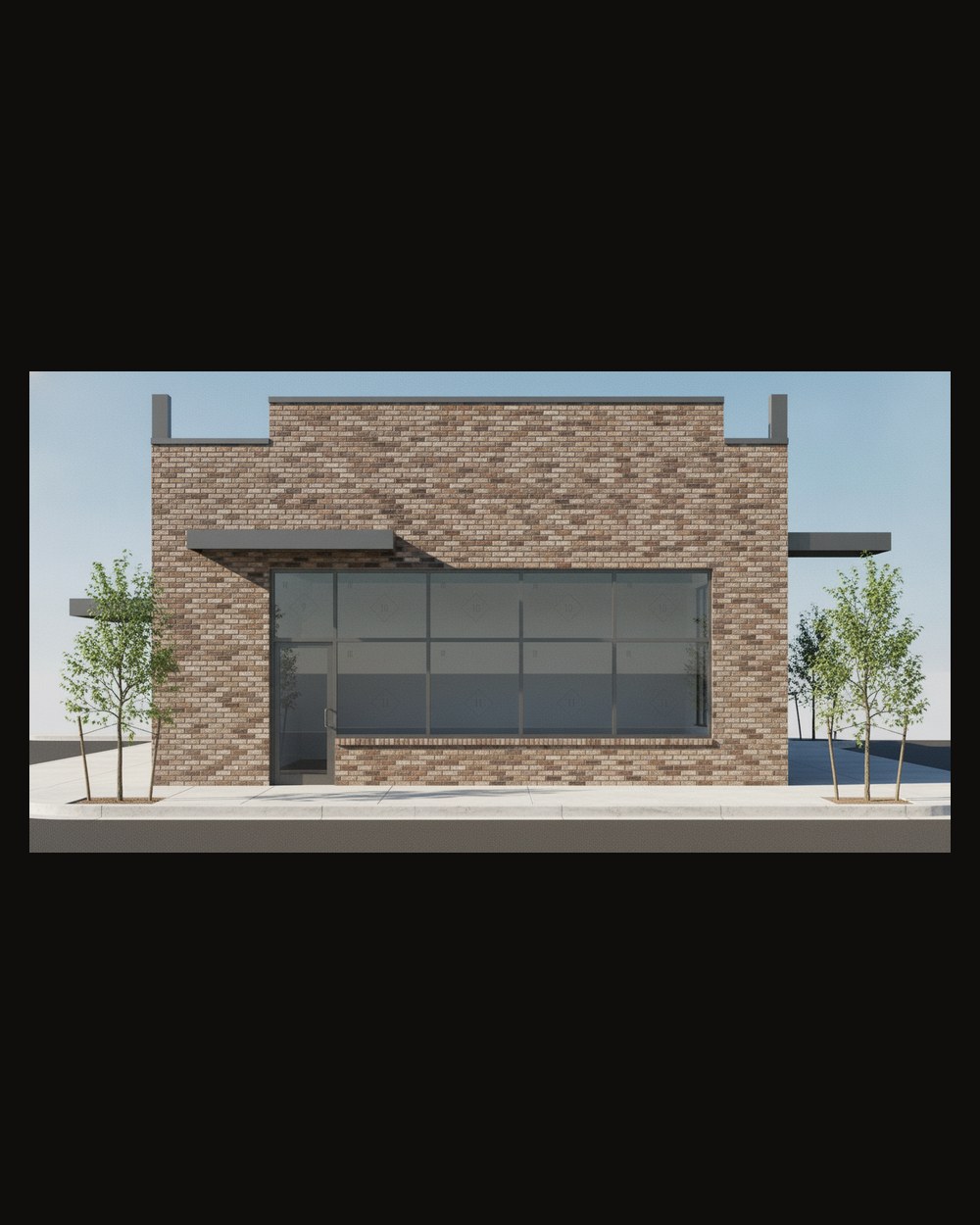 Coffee roastery — exterior rendering from the storefront elevation
