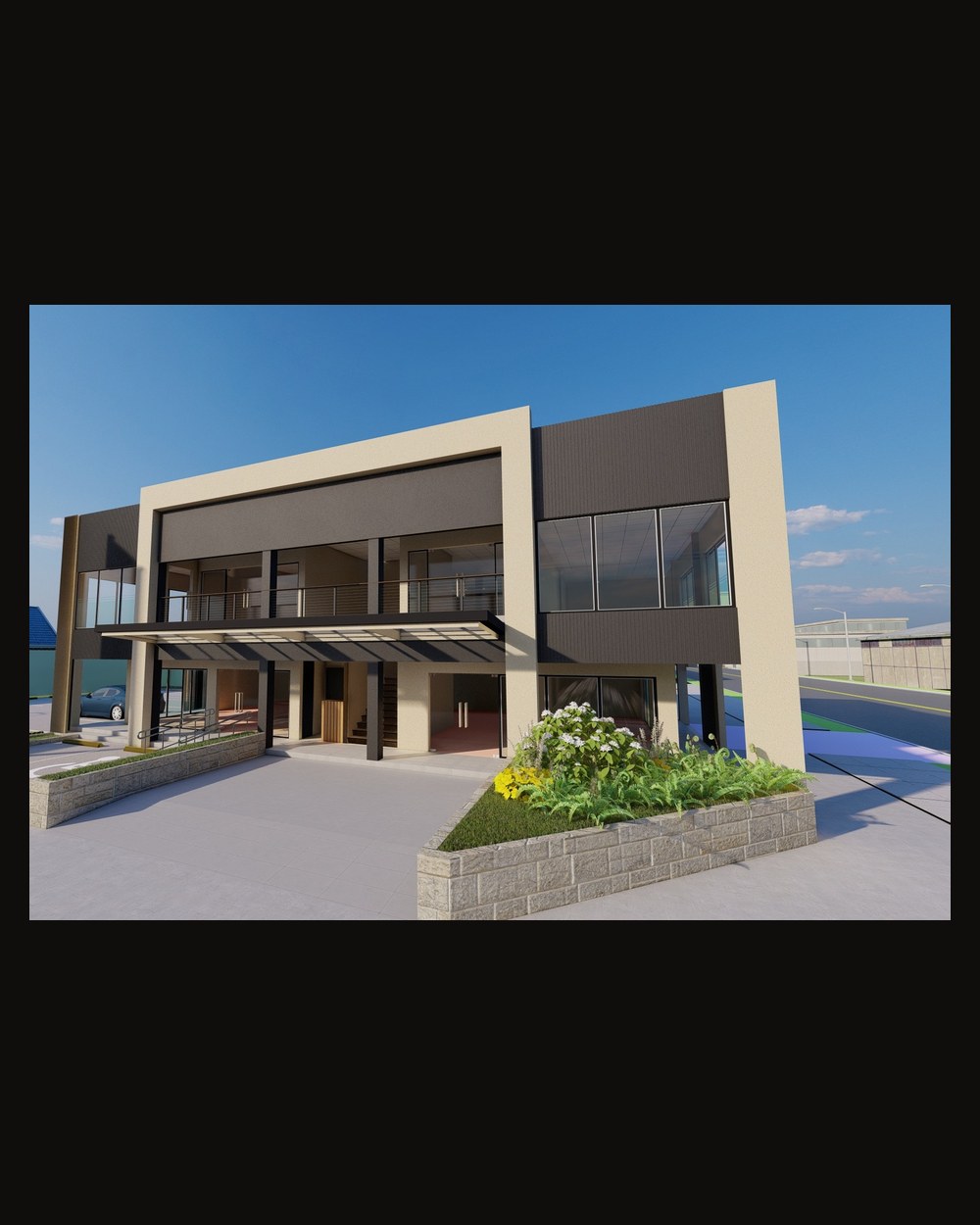 Two-story commercial building — exterior rendering