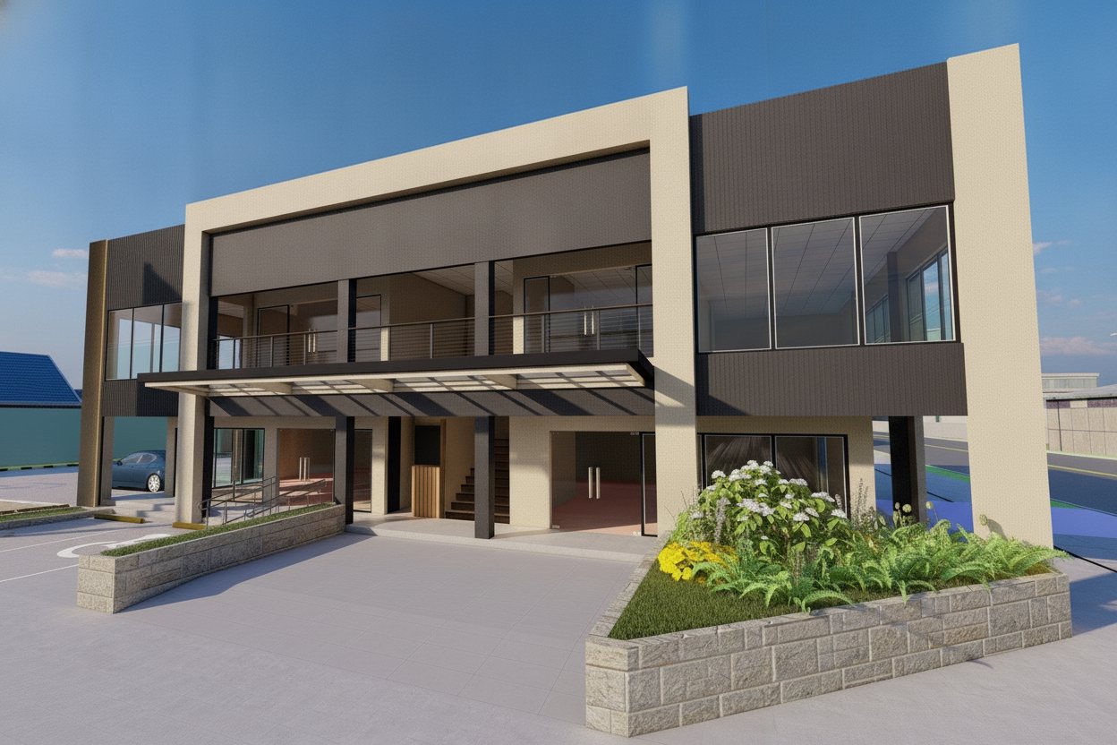Three-quarter angle rendering